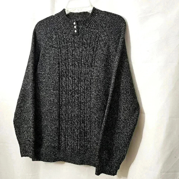 🛑 Rebecca Malone Womens Black White Acrylic Blend Mock Knit Sweater XL - Picture 1 of 8